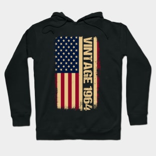 Vintage 1964 60th Birthday Gifts 60 Years Old American Flag Hoodie